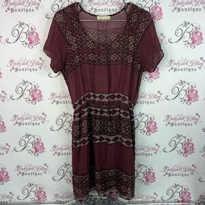 Stars Above dress Aztec boho flowy Maroon Patterned